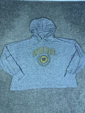 Notre Dame Sweatshirt Womens M Gray Hooded Pullover Tailgate Team Apparel